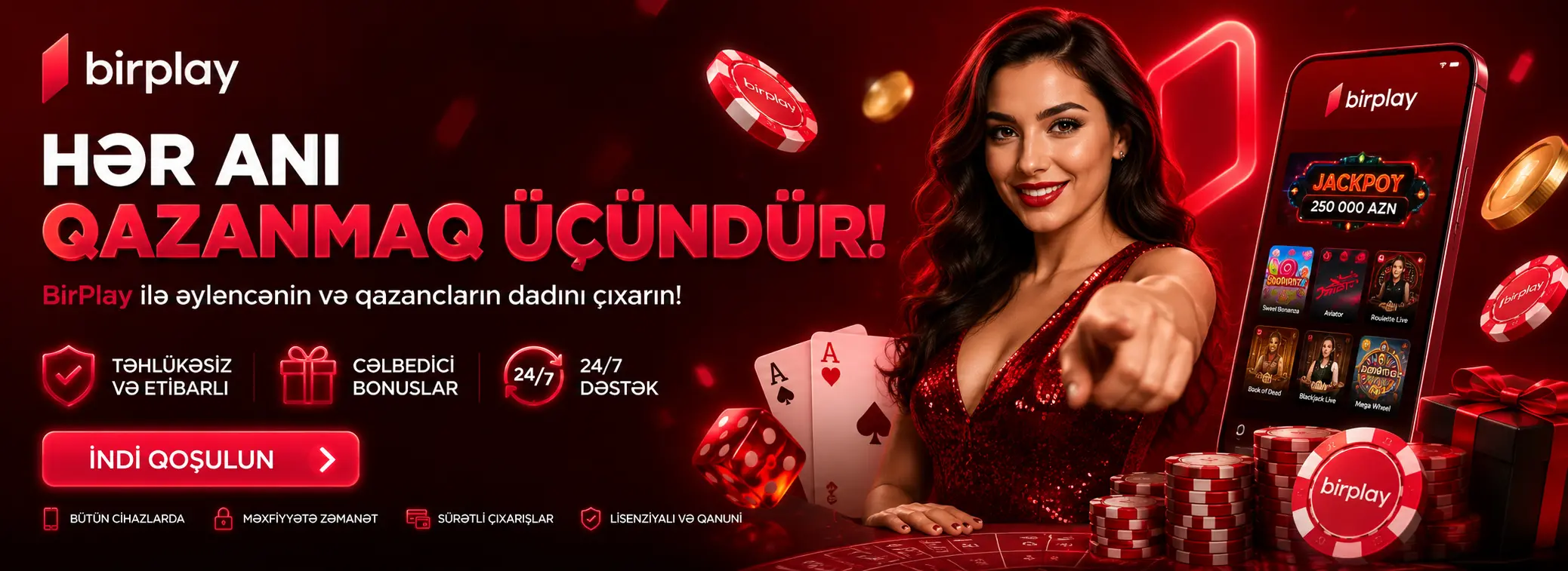 Birplay Azərbaycan — 500₼ bonus, 525 FS, BirBank ekosistemli kazino portalı